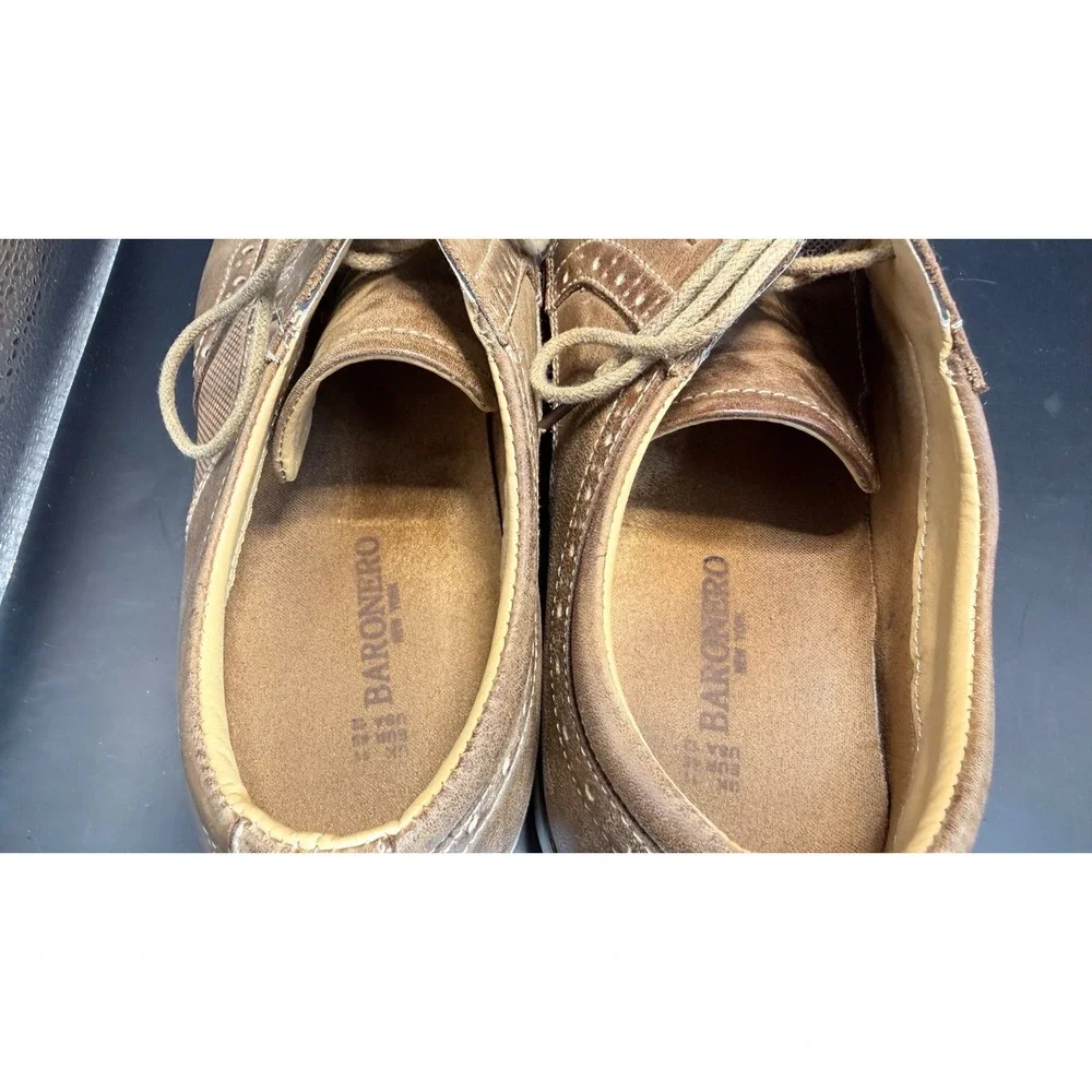 Baronero New York Mens‎ Wingtip Derby Shoes Tan Brown Brogue Size 12 Excellent